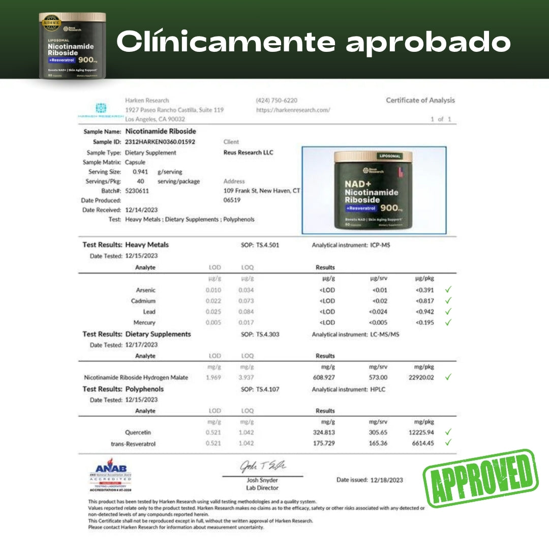 Cuida tu salud con el único NAD+ auténtico, seguro y clínicamente probado para revitalizar cuerpo y mente