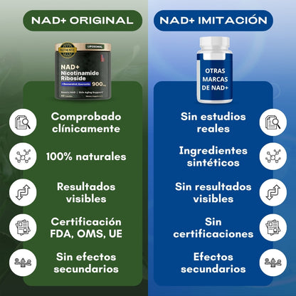 Cuida tu salud con el único NAD+ auténtico, seguro y clínicamente probado para revitalizar cuerpo y mente