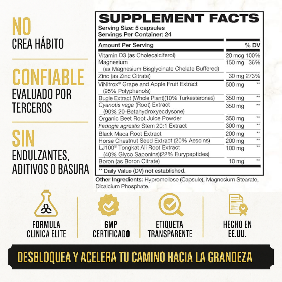 Suplemento 13 en 1 Aumenta la resistencia, el crecimiento muscular y la recuperación. King Maker